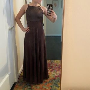 Michael Stephen Chocolate Maxi Gown